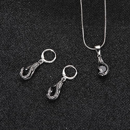 IFKM Silver Jewelry Sets for Women Rhinestone Crystal CZ Bridal Bridesmaid Accessories Necklace Earrings set for Wedding Prom Anniversary Birthday Gifts - color: Black
