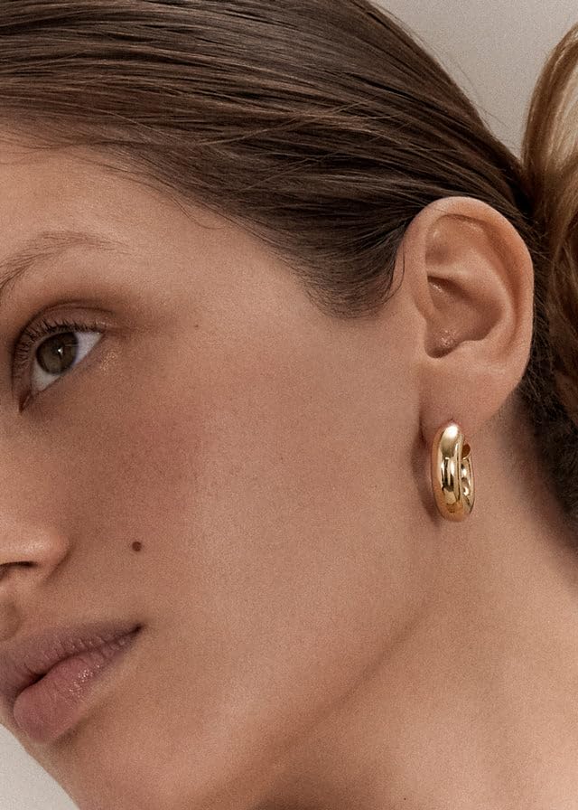 CONRAN KREMIX Waterproof Chunky Gold Hoops Earrings for Women Non Tarnish, Thick Gold Plated Circle Open Hoop,Lightweight Hollow Earrings Trendy - color: 25MM-Gold