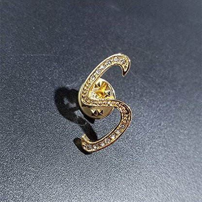 Initial Letter Brooch Pin Small Lapel Pin Tie Tack Name Personalized Gifts for Women Men Gold A-Z - style: S