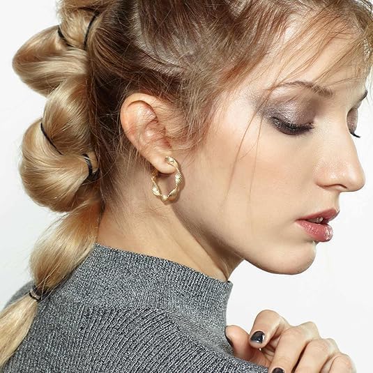 14K Gold Earrings for Women Gold Hoop Earrings for Women Twisted Mobius Hoop Earring for Womens Hoops Thick Light Radiant Hoops Earring for Womens - style: 30mm