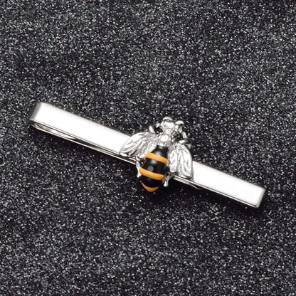 Silver Tie Clip for Mens Stainless Steel Novelty Feather Bat Bee Tie Bar Suitable For Necktie Bar Clip - style: Bee Tie Clip