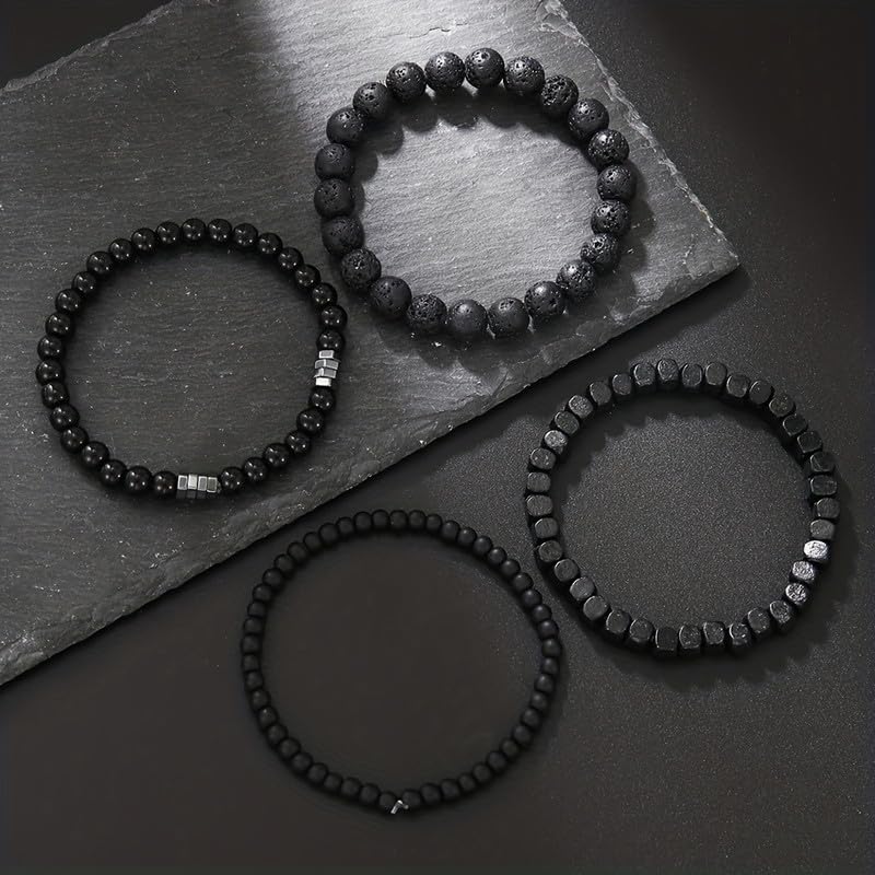 Vintage Stackable Bead Bracelet Set For Men Women Handmade Bohemian Style Multilayer Adjustable Elastic Bead Bracelet Fashion Punk Jewerly Gift - style: Style 3