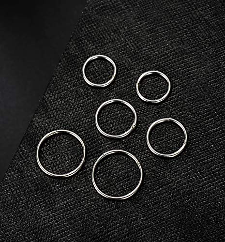 6-8Pcs 20G-18G-16G-14G Stainles Steel Clicker Ring Seamless Lip Nose Daith Cartilage Helix Tragus Hoop Ring - style: E:3 Pairs,14G(1.6mm) Pin Thickness