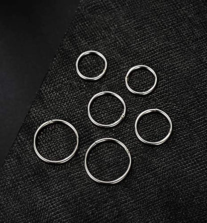 6-8Pcs 20G-18G-16G-14G Stainles Steel Clicker Ring Seamless Lip Nose Daith Cartilage Helix Tragus Hoop Ring - style: E:3 Pairs,14G(1.6mm) Pin Thickness