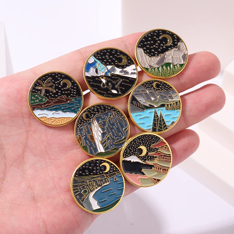 Cute Enamel Pin Set Lapel Pins Brooches Cartoon Brooch Badge Pins for Clothes Bags Backpack for Women - color: Starry Sky
