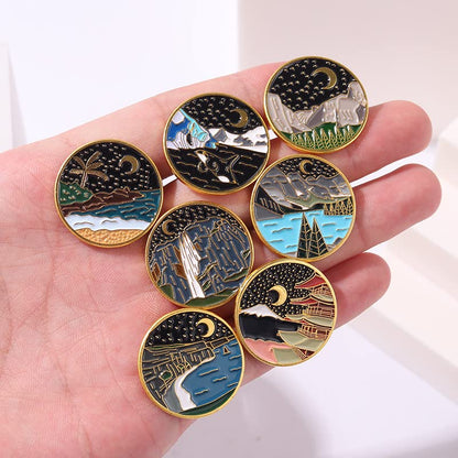 Cute Enamel Pin Set Lapel Pins Brooches Cartoon Brooch Badge Pins for Clothes Bags Backpack for Women - color: Starry Sky