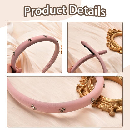 Kilener Padded Headbands for Women Bow Headband Thin Padded Headband Hairband with Bow Hair Bands for Women's Hair Non Slip Bowknot Headbands Pink - color: Pink