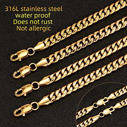 CaptainSteeL Cuban Bracelet for Men Stainless Steel Chain Link Bracelet | 8mm Width,7/7.5/8/9 Inch Length, Silver/18K Gold Plated,Men Bracelet,Waterproof Bracelet,Bithday ,Christmas gift - color: Cuban Chain Gold Plate, size: 8in