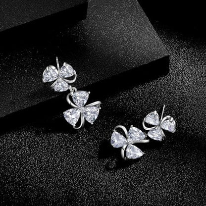 Gemsme Bridal Wedding Earrings for Brides Bridesmaides, 925 Sterling Silver Posts hypoallergenic Cubic Zirconia stud,Drop & Dangle Earrings for Women Jewelry Gifts - color: White - Flower