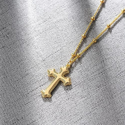 Fettero Cross Necklace for Women Faith Pendant 14K Plated Dainty Chain Necklaes Minimalist Simple Tiny God Lords Prayer Religious Jewelry - style: Blank Rivet Cross