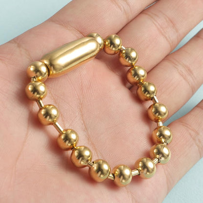Jude Jewelers Stainless Steel 8mm Beads Chain Strand Bracelet - color: Gold