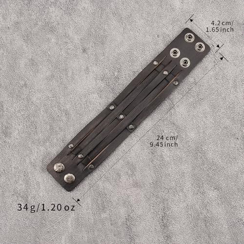 JAOYU Punk Leather Cuff Bracelet Goth Leather Wristband Rock Bracelet Biker Bracelet for Men Leather Armband Black Handmade Jewelry - color: Wrap Leather Bracelet