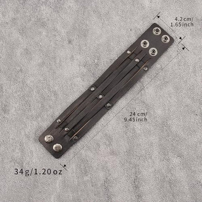 JAOYU Punk Leather Cuff Bracelet Goth Leather Wristband Rock Bracelet Biker Bracelet for Men Leather Armband Black Handmade Jewelry - color: Wrap Leather Bracelet