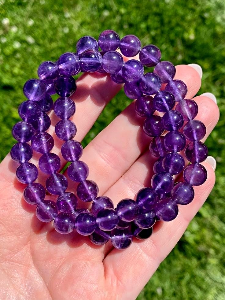 Carnelian Bracelet - Stone of Luck,Stretch Natural Stone Crystal Beads Jewelry Gifts for Women Men Unisex - color: Amethyst-Guardian of Love, size: 8mm