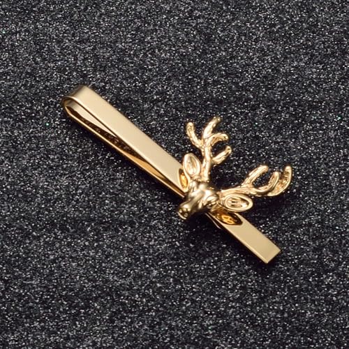 Christmas Tie Clips for Men 14k Gold Plated Silver Tie Pins with Cute Animal Deer/Lion/Dog/Cat Tie Bars Necktie Suit Tie Accessories Jewelry - style: Christmas Tie Clips