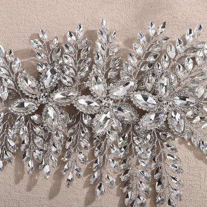 Teyglen Large Full Rhinestone Headband Flower Crystal Bride Wedding Headband Hair Vine Bridal Rhinestone Headpiece Wedding Hair Accessories for Women Party Prom (Silver) - color: Silver