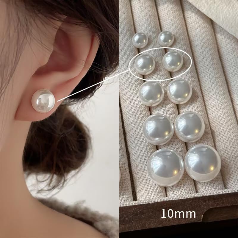 Natural Freshwater Cultured Pearl Stud Earrings, AAAA+Handpicked, Sterling Silver 18K Gold Plated Hypoallergenic Earring Studs Jewelry For Women - color: Milk white, size: 10mm