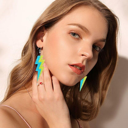 ONLYJUMP Acrylic Exaggerated Lightning Earrings Statement Punk Retro Geometric Delicate Neon Personalized Earrings Accessory Jewelry for Women - color: Blue yellow