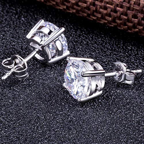 Sparkling 925 Sterling Silver Round Cut 5A+ Cubic Zirconia CZ Stud Earrings Hypoallergenic Earrings for Women/Men 4MM-8MM - color: A: Silver, size: 5mm