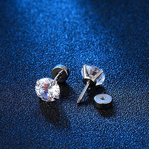 Stud Earrings Set 316L Stainless Steel Hypoallergenic Earrings for Women Men Earrings 3-7mm Cubic Zirconia Earrings Tragus Cartilage Helix Lobel Ear Studs 20G,Pack of 5 Pairs - color: A02:5Pairs(SILVER)