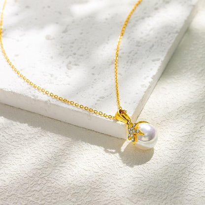 18K Gold Plated Pendant Necklaces - Dainty Minimalist, Waterproof, Non-Tarnish Fashion Jewelry for Women - style: Pearl Starfish pendent
