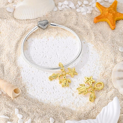 Birthday Fashion Heart Dangle Charm for Bracelets and Necklace Pendant Bead Charms Jewelry Present for Women Family Friends - style: Golden Ocean
