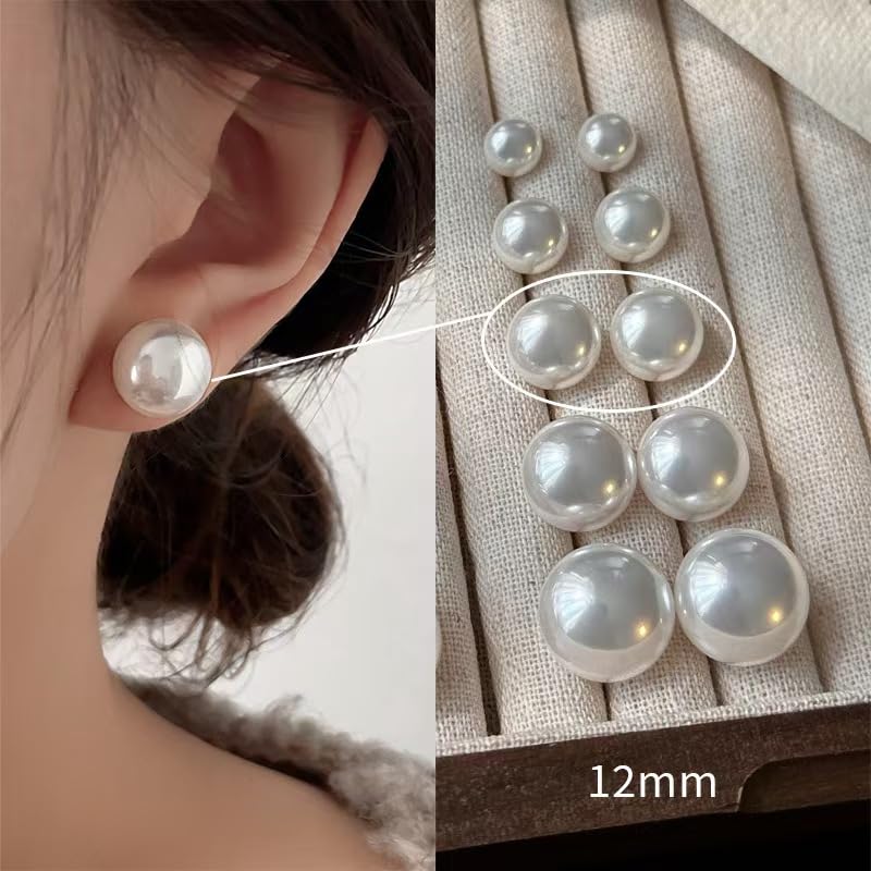 Natural Freshwater Cultured Pearl Stud Earrings, AAAA+Handpicked, Sterling Silver 18K Gold Plated Hypoallergenic Earring Studs Jewelry For Women - color: Milk white, size: 12mm