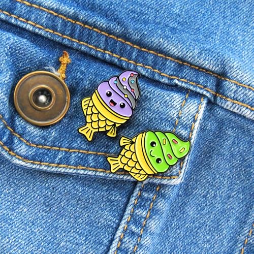 Enamel Pin Set (2 Pins Per Set) for Backpack, Bag, Lapel, Noodles, Food, Kawaii Button Collector - style: Taiyaki