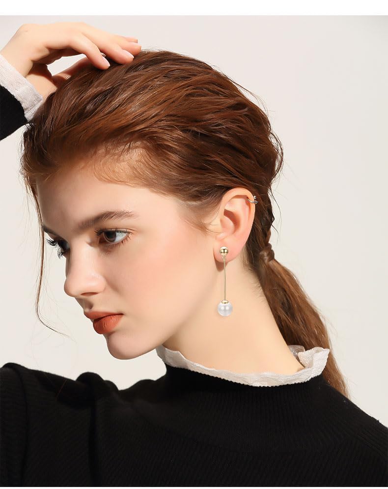 Yoursf Gold Pearl Dangle Clip On Earrings For Women Hypoallergenic White Pearl Drop Earrings 18K Gold Plated Non Pierced Ears Pearl Drop Earrings Fashion Jewelry - style: Women's Gold Pearl Drop Clip Earrings