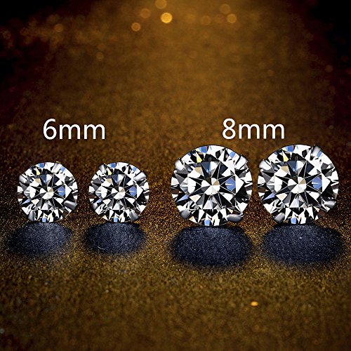 SBLING Platinum Plated Sterling Silver Stud Earrings Made with Austrian Crystals - size: Small Size: 6mm