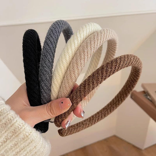 New Knitted Padded Headbands, Elegant Volume Boost Hair Hoops, Fashion Hair Accessories for Women (Classic 5-color - 5-piece set) - color: Classic 5-color - 5-piece set