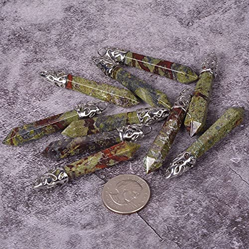 Justinstones Hexagonal Pointed Reiki Chakra Pendant Stainless Steel Chain Necklace 20 Inch Iron Gift Box - color: Dragon Blood Jasper