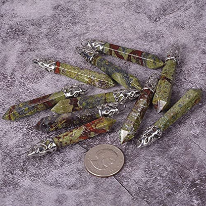 Justinstones Hexagonal Pointed Reiki Chakra Pendant Stainless Steel Chain Necklace 20 Inch Iron Gift Box - color: Dragon Blood Jasper