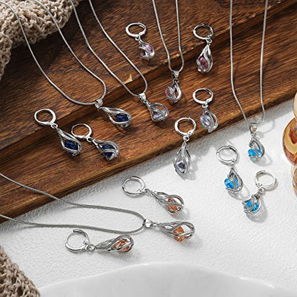 IFKM Silver Jewelry Sets for Women Rhinestone Crystal CZ Bridal Bridesmaid Accessories Necklace Earrings set for Wedding Prom Anniversary Birthday Gifts - color: White