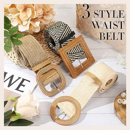 Syhood Woven Belt Dress - color: White,black White,khaki, size: Fit Waist Size Below 31''