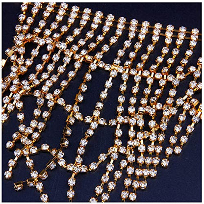 Women Sexy Rhinestone Waist Body Chain Bikini Thong Panties Crystal Body Chain Jewelry (Gold) - color: Fringed Panties