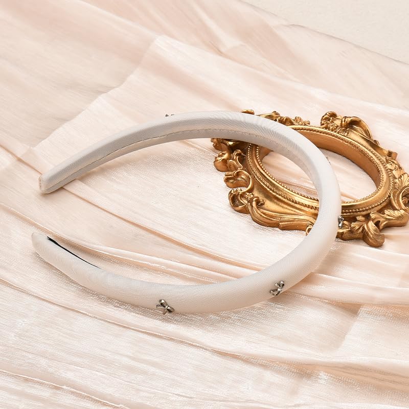 Kilener Bow Headband Padded Headbands for Women Girls Bowknot Headband Thin Padded Headbands Hairbands for Women's Hair Non Slip Head Bands with Bow Hair Accessories - color: White