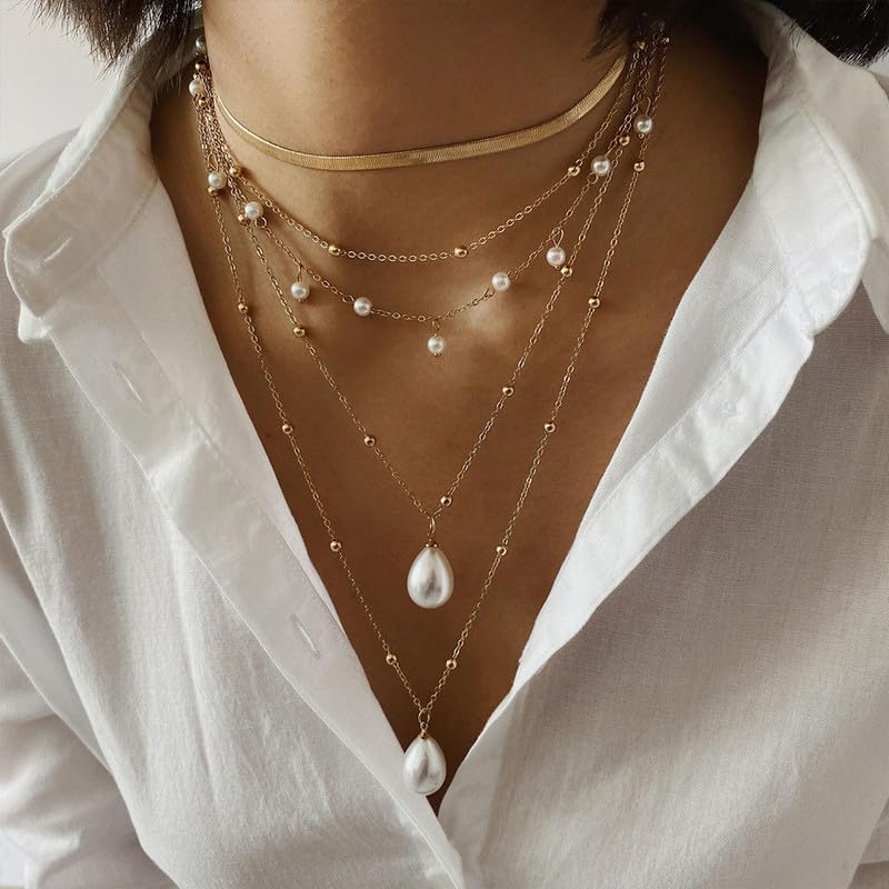 Layered Gold Necklace Set with Coin Pendant Boho Beaded Design Adjustable Chain Jewelry for Everyday Stacking Accessories - color: B