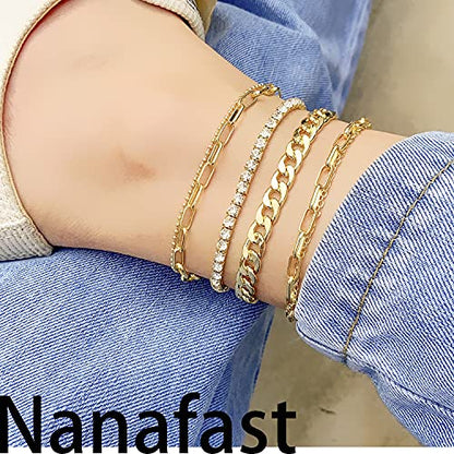 Nanafast 4-6PCS Ankle Bracelets Set for Women Gold Boho Beach Anklet Chain Adjustable Foot Jewelry for Women Extremely Simple Style - color: 4PCS