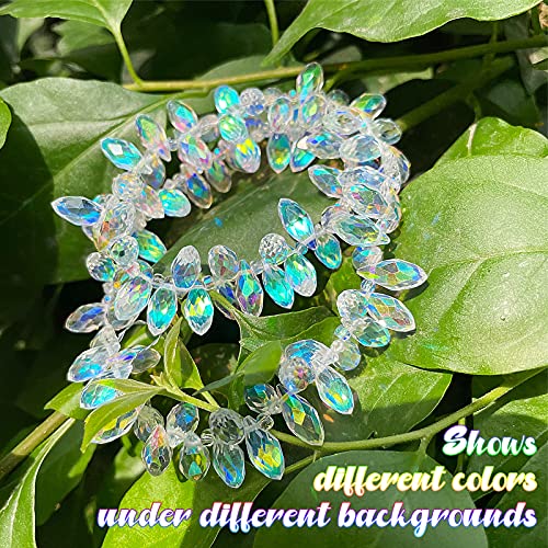 Hicarer 200 Pieces Teardrop Chandelier Crystal Pendants 6 x 12 mm AB Color Rainbow Crystal Beads for Chandelier Jewelry Making DIY Project Earring Necklaces Bracelets - color: AB Color
