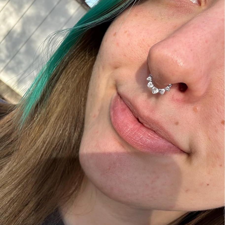 16G Septum Ring Hinged Septum Clicker Nose Ring Septum Piercing Jewelry - color: Heart-gold, size: 8mm