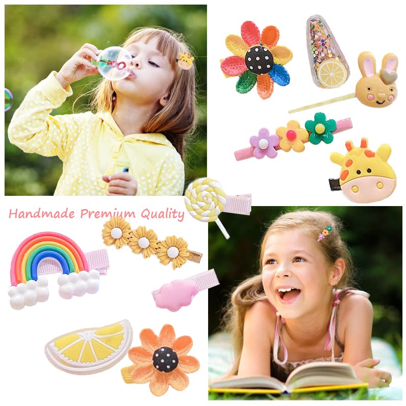 28 PCS Cute Hair Clips Fashion Girls Hair Accessories Flower Fruit Colorful Rainbow Candy Dessert Lovely Animal Barrettes Set Non-slip Metal Snap Pins for Girls Kids Teens Toddlers (Style A) - color: Style A