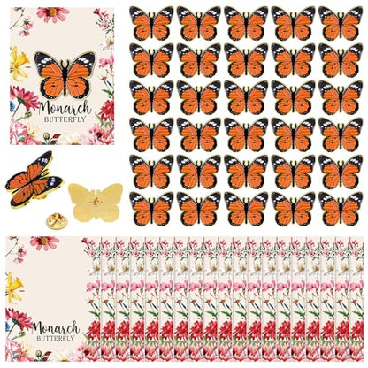 Sayglossy 30 Sets Monarch Butterfly Pins on Cards Bulk Enamel Butterfly Brooches Mother's Lapel Pins for Women Girl Gifts - style: Colorful Monarch Butterfly