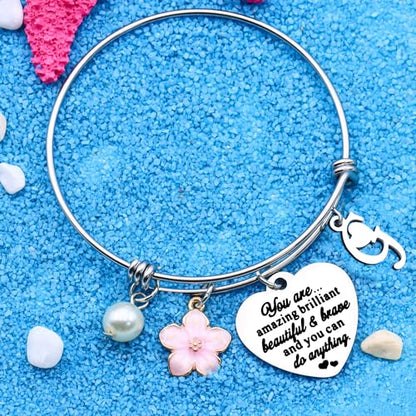Aeora Inspirtional Bracelet Gift,Funny 26 Letter Initial A-Z Silver Heart Dangle Bangle For Women Lady Daughter Mom Sisters Friends Colleague Birthday Christmas Reminder Jewelry - color: G