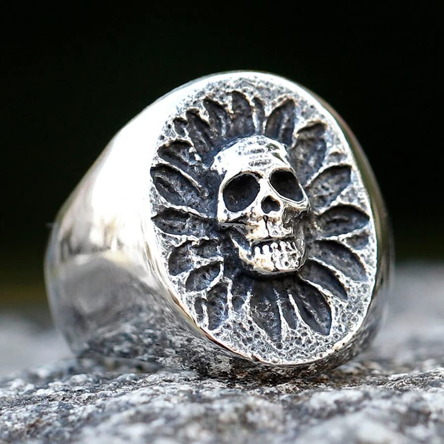 2023 Skull Ring Cool Evil Death Punk Rock Stainless Steel Rings Aly Style Jewelry - style: R1041