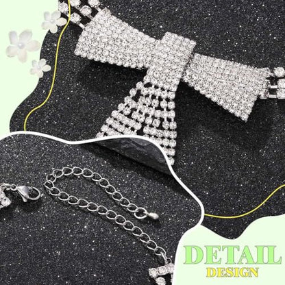JEAIRTS Rhinestone Choker Necklace Silver Diamond Chain Jewerly for Women | Sparkly Multi-row Crystal Chokers Women's Wedding Prom Formal Jewelry Accessories - color: Style 5