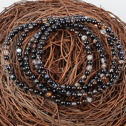 MASSIVE BEADS Handmade Yoga Stretch Elastic Bracelet Natural Stone Crystal Healing Power Energy Gifts for Unisex Adult 4mm 6mm 8mm 10mm - color: Evil Eye Agate(Against Evil), size: 4mm
