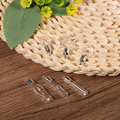 HARFINGTON 5pcs Name on Rice Glass Vial Pendant 6mm Width Heart Shape Screw Cap Clear Vial Necklace Hanging Wish Bottles for Liquid Sand Ashes DIY Pendant Craft Souvenirs