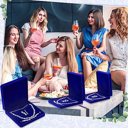 6 Pcs Velvet Jewelry Set Box Jewelry Display Case Earring Ring Bracelet Necklace Gift Box Pearl Necklace Storage Case for Mother's Day Wedding Travel Anniversary(Royalblue) - color: Royalblue