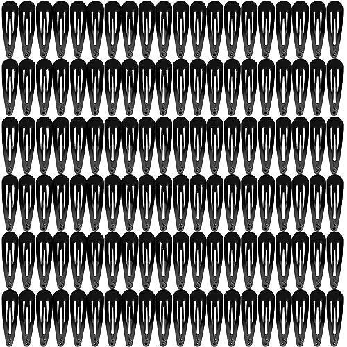 2 Inch Hair Clips, Funtopia 120 Pcs Women Black Barrettes Snap Hair Clips | No Slip Metal Barrettes for Girls Kids Teens Women - color: 2.Black